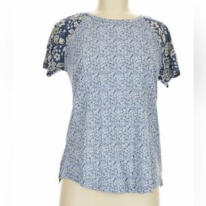 Lucky Brand Blue Floral Top sz Large